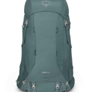 Раница Osprey VIVA 65 в зелен цвят, перфектна за пътувания и спортни активности.