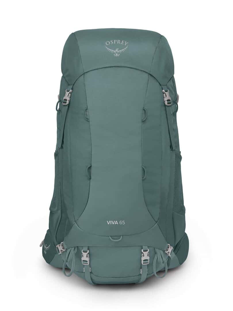 Раница Osprey VIVA 65 в зелен цвят, перфектна за пътувания и спортни активности.