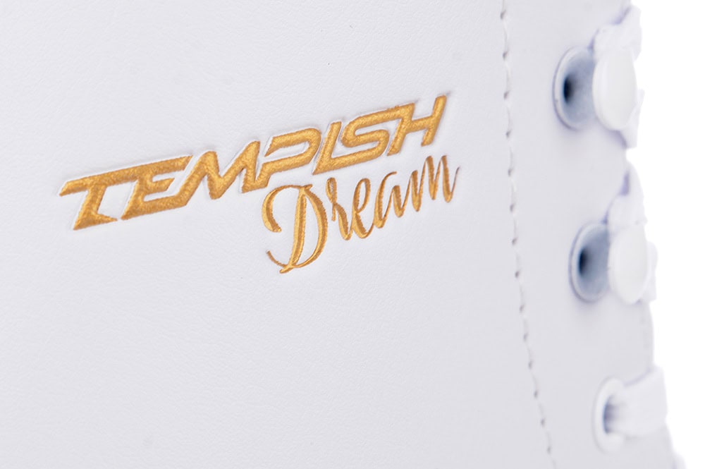 Модерен дизайн на бяла спортна обувка с бродерия Templosh Dream.