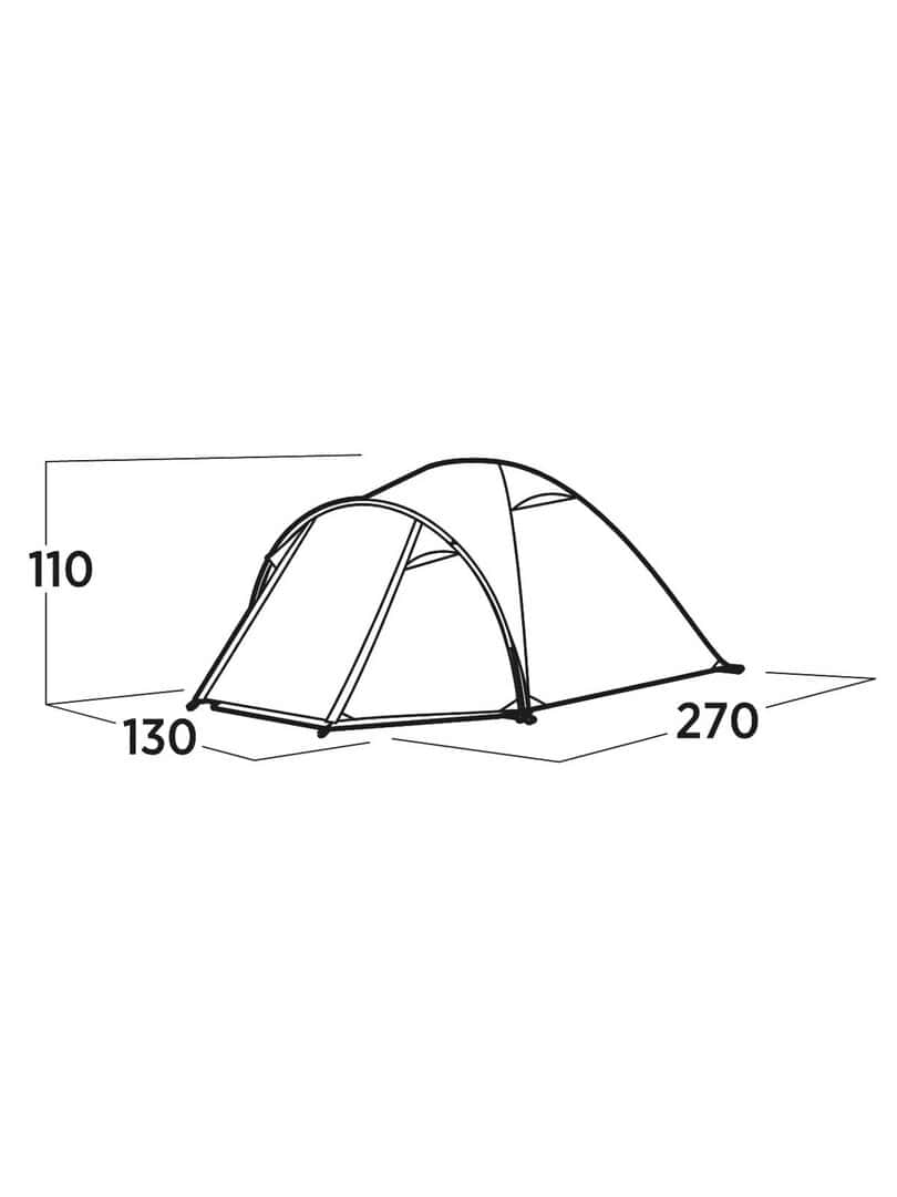 Лека и просторна палатка за къмпинг с размери 270x130x110 см.
