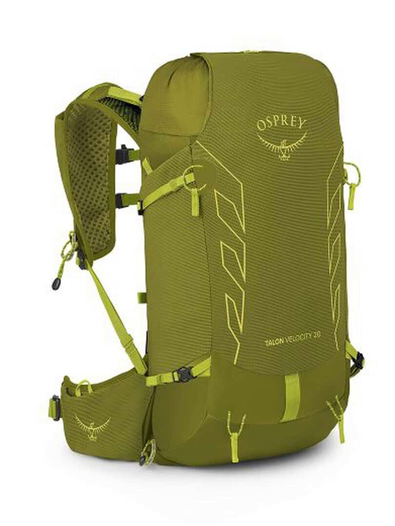 Олекотена туристическа раница Osprey Talon Velocity 20L за активен туризъм.
