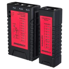 Тестер за кабели и PoE мрежи, RJ45 и RJ11, Ermenrich, професионално оборудване.