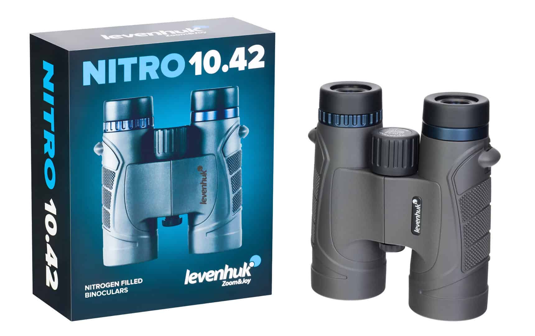 Бинокъл Levenhuk Nitro 10.42 за спорт и природа, с висококачествено оптично увеличение.