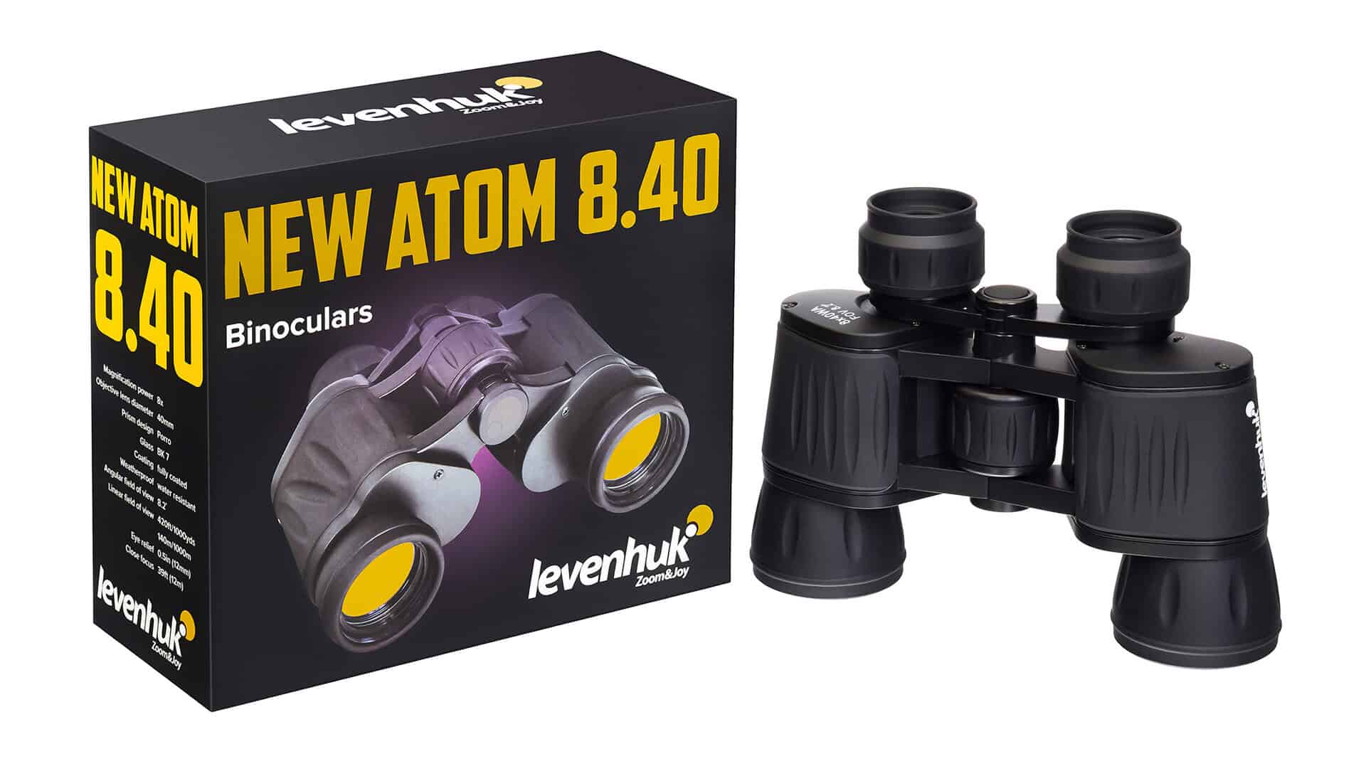 Висококачествени бинокли Levenhuk New Atom 8.40 за спорт и приключения.