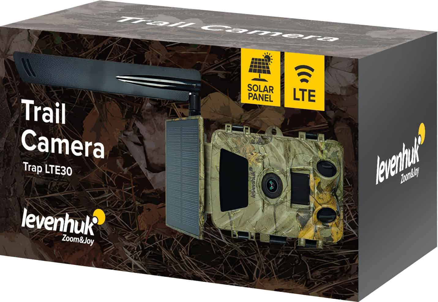 Трайн камера за лов на животни с LTE и соларен панел, подходяща за дивеч.