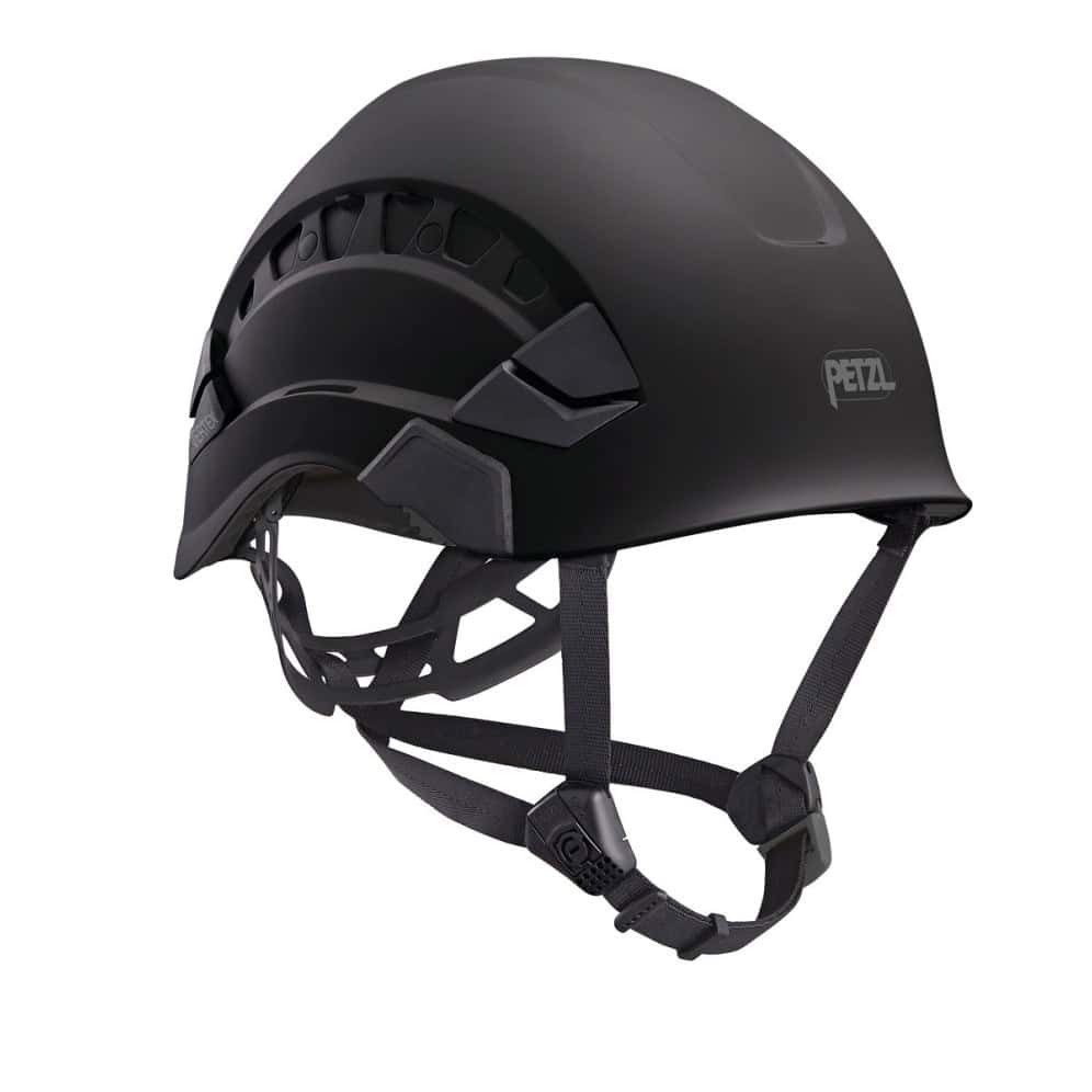 Черен шлем за планинско колоездене Petzl Varrio Sport с вентилация.