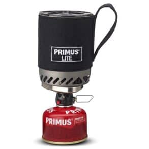 Компактен газов котлон Primus Lite с калъф за къмпинг и готвене на открито.