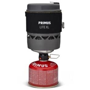 Газов котлон Primus Lite XL с газова бутилка за къмпинг и outdoor приключения.