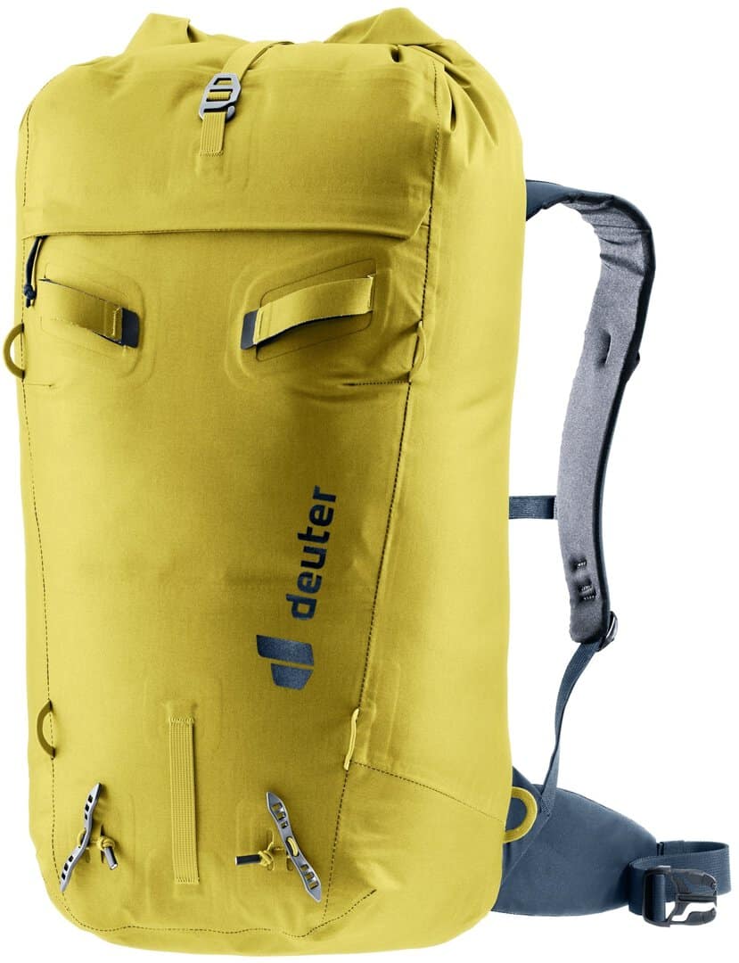 Жълта раница Deuter за спорт и приключения, подходяща за т.