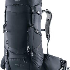 Черна туристическа раница Deuter Aircontact за планински преходи.