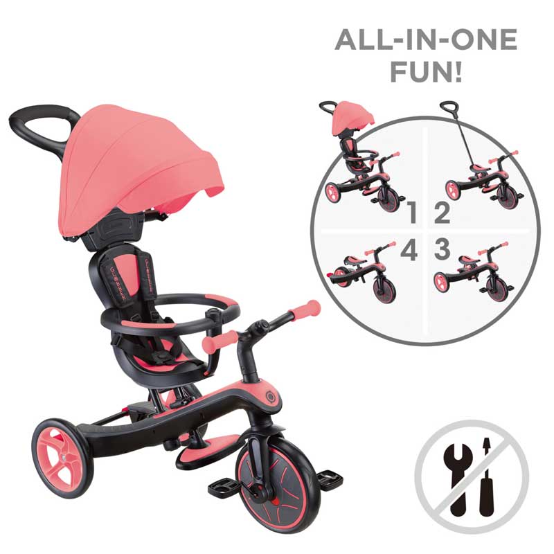Триколка 4 в 1 GLOBBER EXPLORER TRIKE със сенник - розова - Image 2