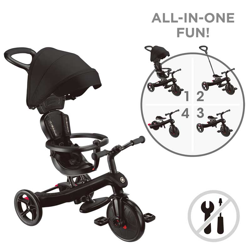 Триколка 4 в 1 GLOBBER EXPLORER TRIKE със сенник, черна - Image 2