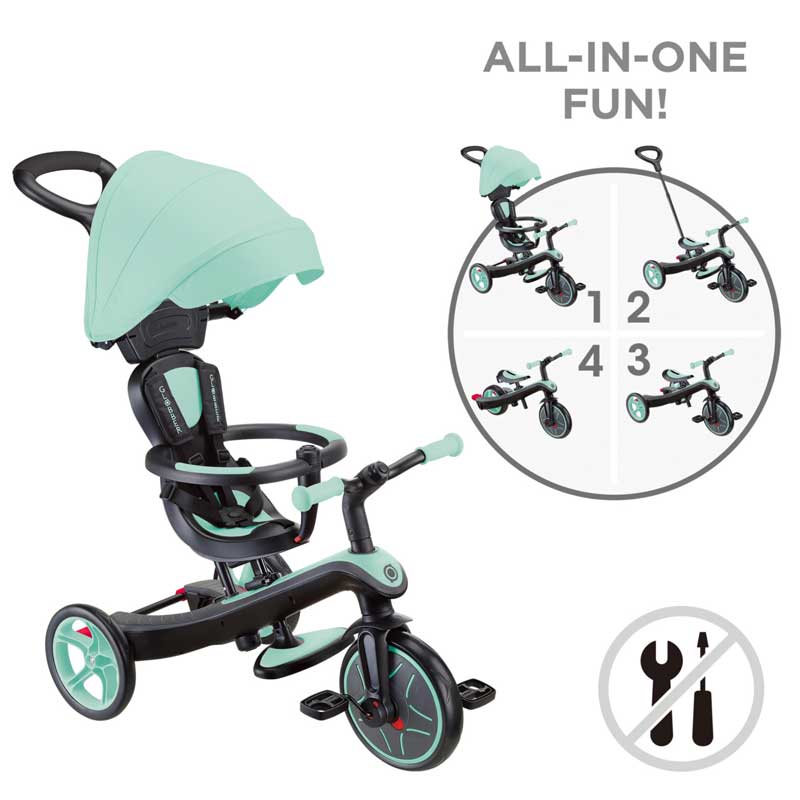 Триколка 4 в 1 GLOBBER EXPLORER TRIKE със сенник - ментово зелена - Image 7