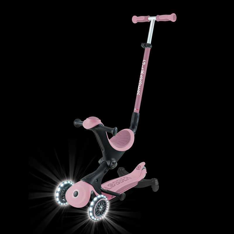Тротинетка със седалка 5 в 1 GLOBBER GO UP DELUXE LIGHTS ECOLOGIC 360° - розова - Image 5