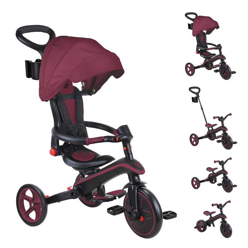 Детска триколка 4 в 1 GLOBBER EXPLORER TRIKE FOLDABLE, сгъваема, цвят бургунди - Image 10