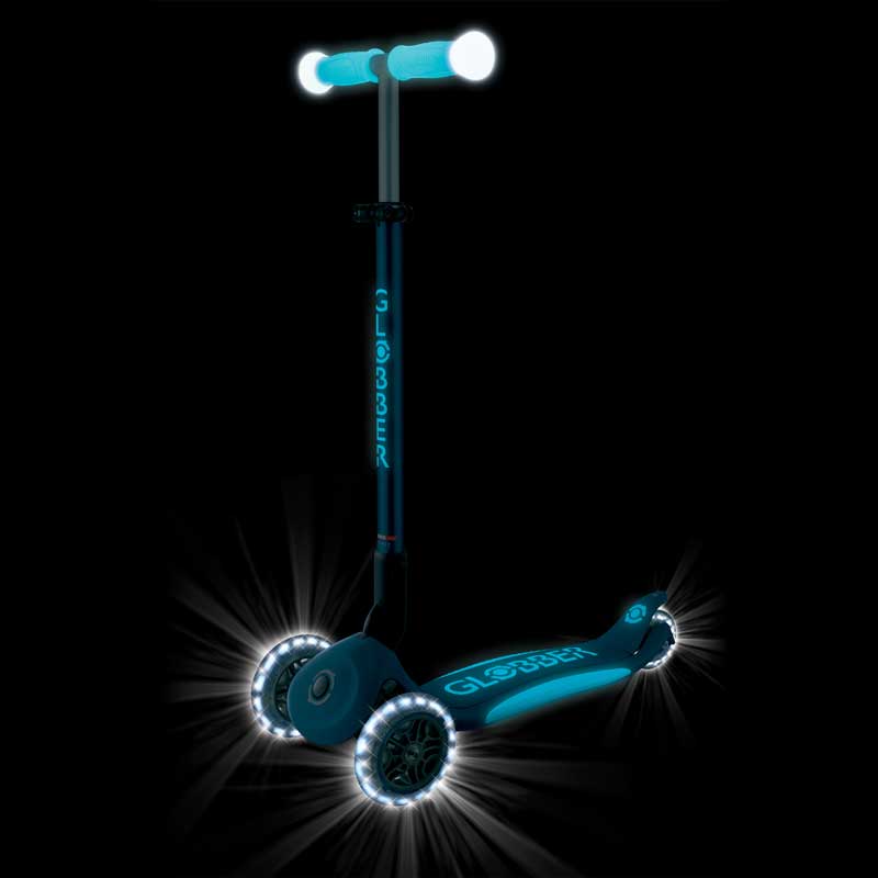 Сгъваема тротинетка със светещи дръжки ELITE GLOW LIGHTS, петролено синя - Image 7