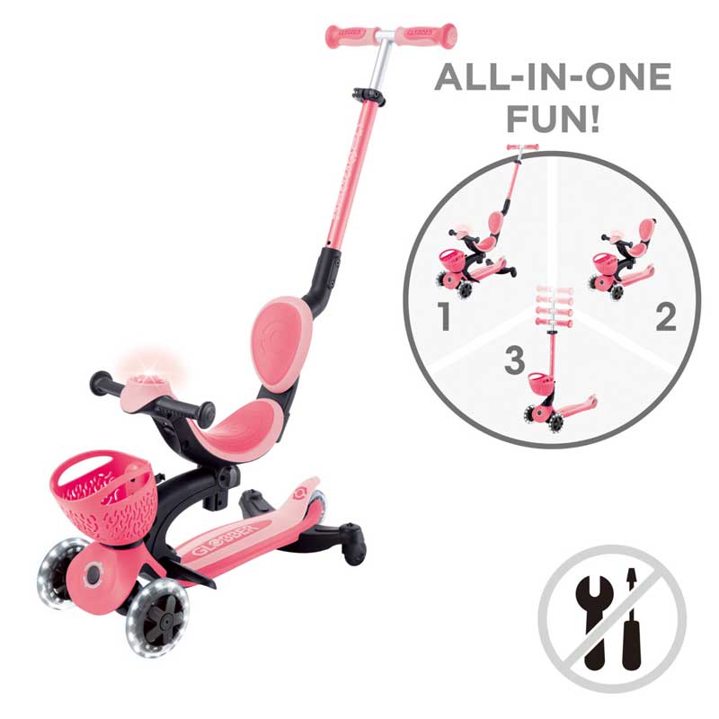 Тротинетка 5 в 1 GLOBBER GO UP BABY LEARN 360° FLASH LIGHTS, розова - Image 2