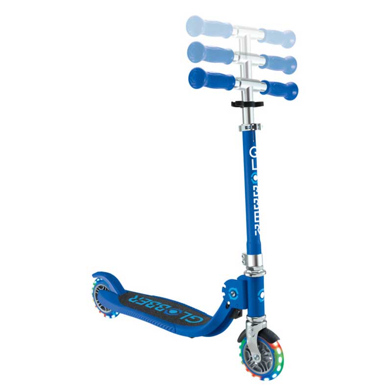 Детска сгъваема тротинетка с две светещи колела Globber Flow Foldable Junior Lights - синя - Image 6