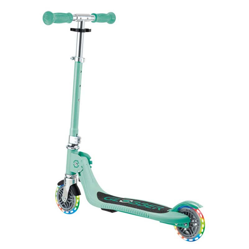 Детска сгъваема тротинетка с две светещи колела Globber Flow Foldable Junior Lights - ментова - Image 10