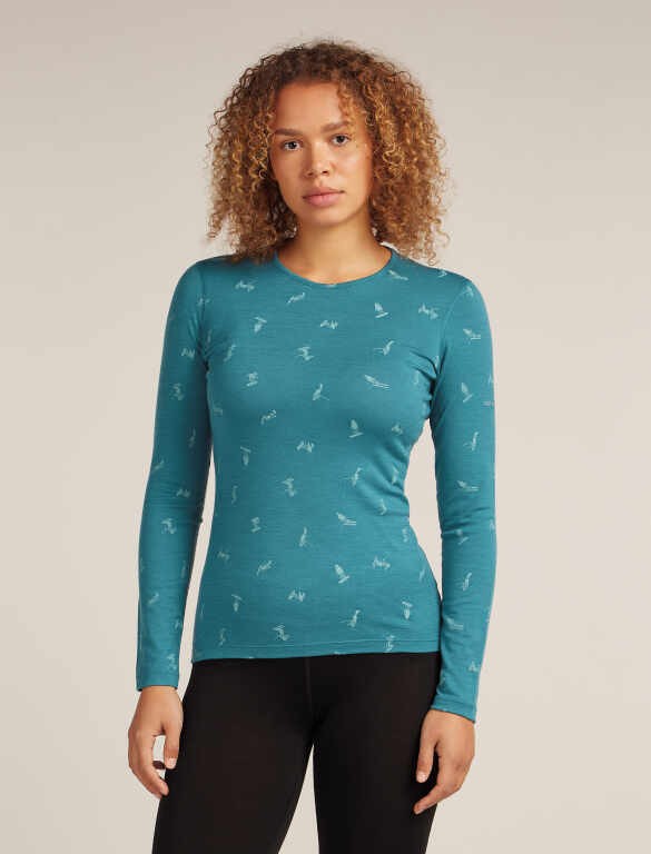 Мерино фланела Icebreaker Womens Merino 200 Oasis LS Crewe Thermal Top Snow Day