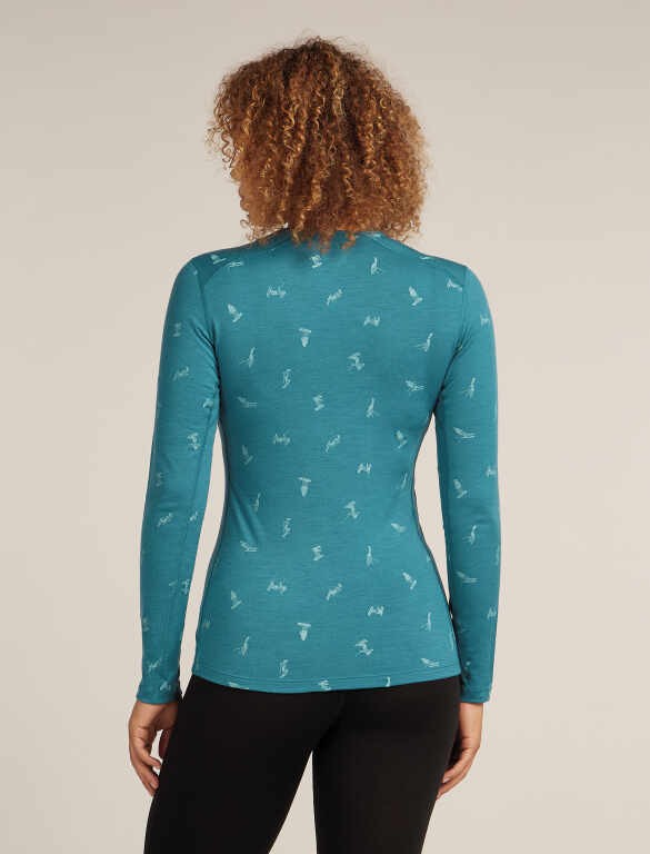 Мерино фланела Icebreaker Womens Merino 200 Oasis LS Crewe Thermal Top Snow Day - Image 2