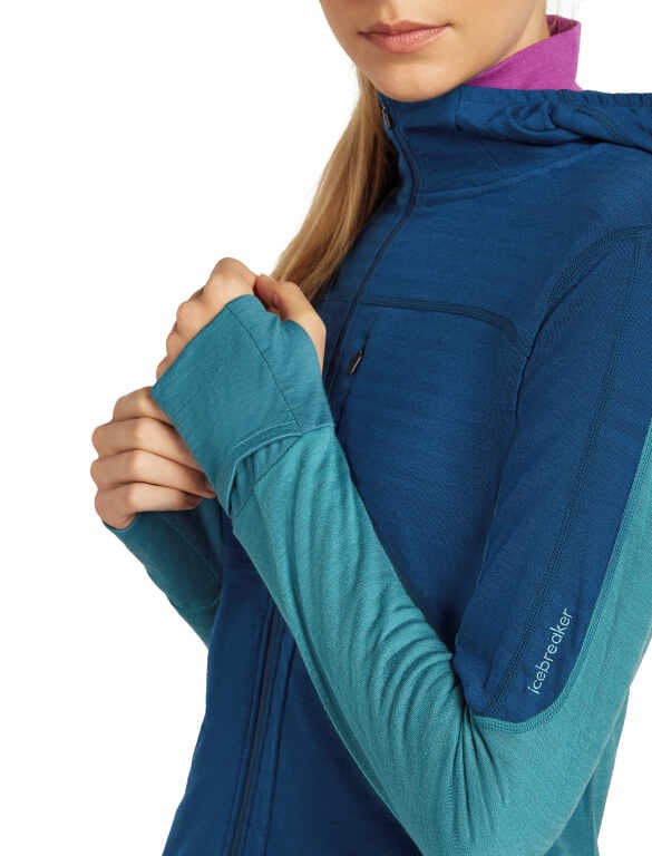 Мерино суичър Icebreaker Womens Merino Blend 300 Realfleece Descender Long Sleeve Zip - Image 7