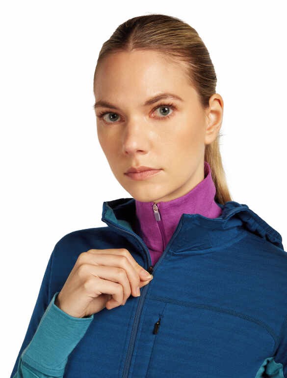Мерино суичър Icebreaker Womens Merino Blend 300 Realfleece Descender Long Sleeve Zip - Image 6