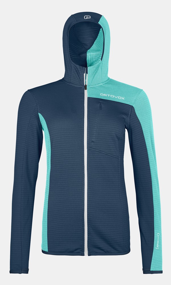 Техничен полар с вълна Ortovox Fleece Light grid Hooded JKT Womens