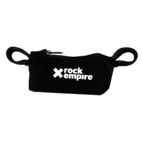 Черна раница Rock Empire с бяло лого за спорт и туризъм.