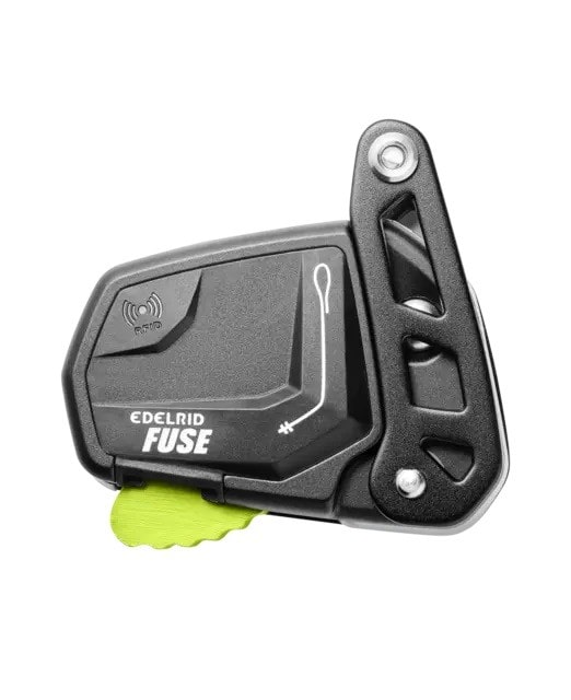 Edelrid Fuse carabiner with quick-release and safety features.