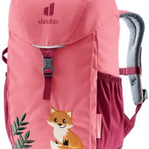Детска раница Deuter с лисица и зелени листа за деца.