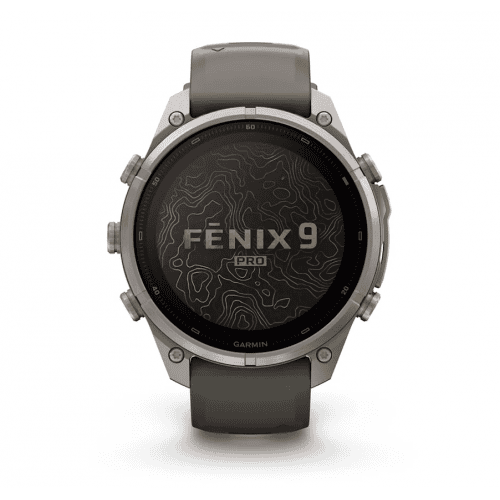 Мъжки спортен смартчасовник Garmin Fenix 9 Pro с черен дизайн.