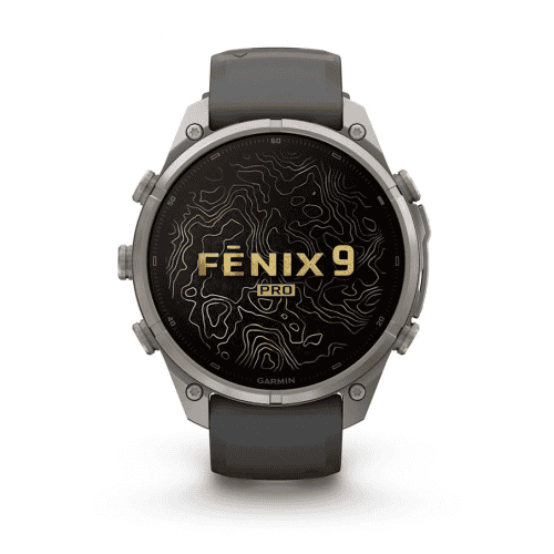 Мъжки смартчасовник Garmin Fenix 9 Pro с черен дизайн.
