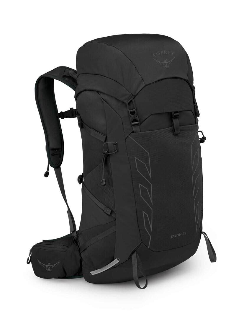 Черна туристическа раница Osprey Talon 33 за приключения и пътувания.