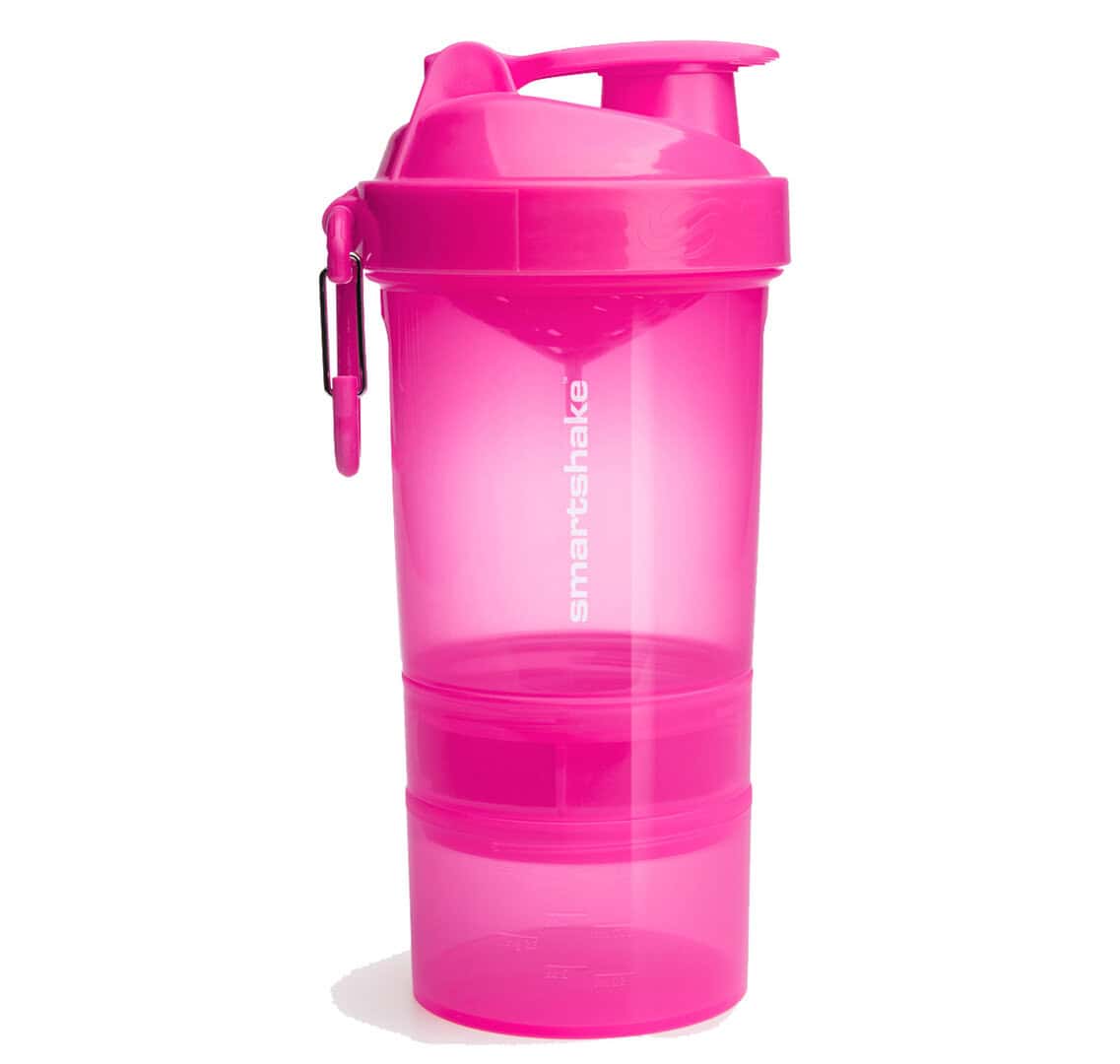 Розов шейкър SmartShake Original2Go 600ml за спортни напитки.