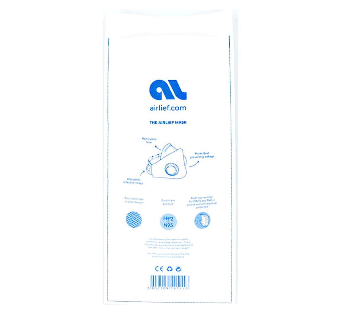 Филтри за маска AirLief без клапи с активен въглен, за защита и комфорт.