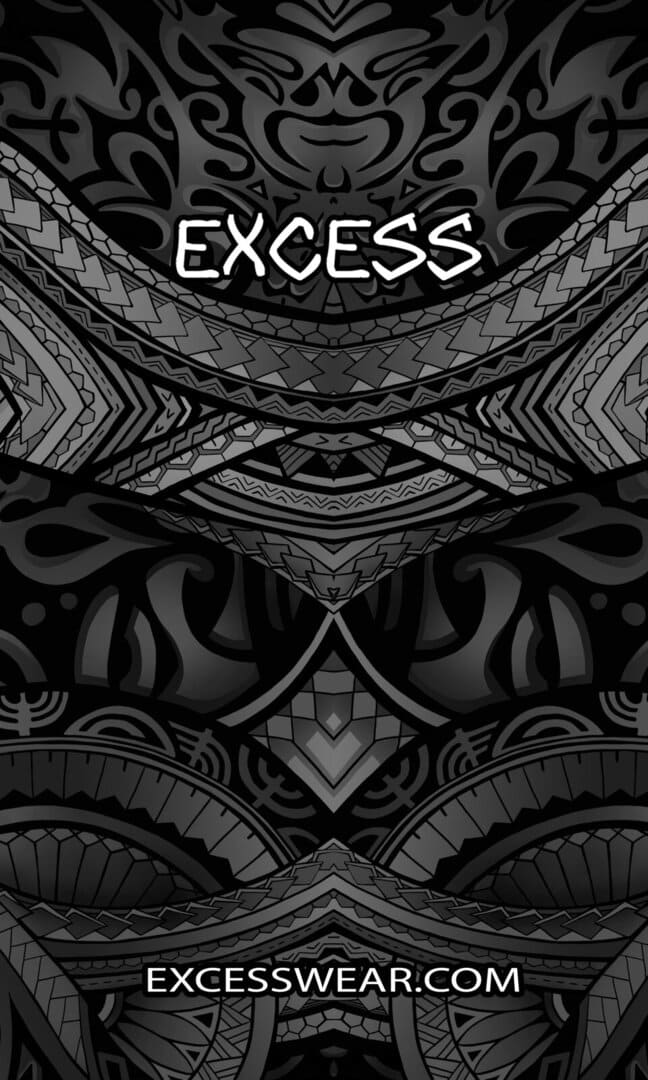 Детайл от татуировка с Maori мотиви и логото Excess.