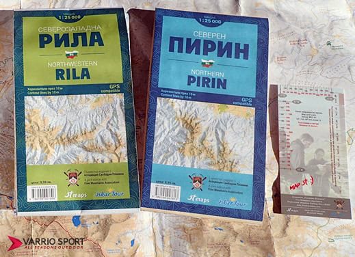 Карти на Северозападна Рила и Северен Пирин за планински преходи.
