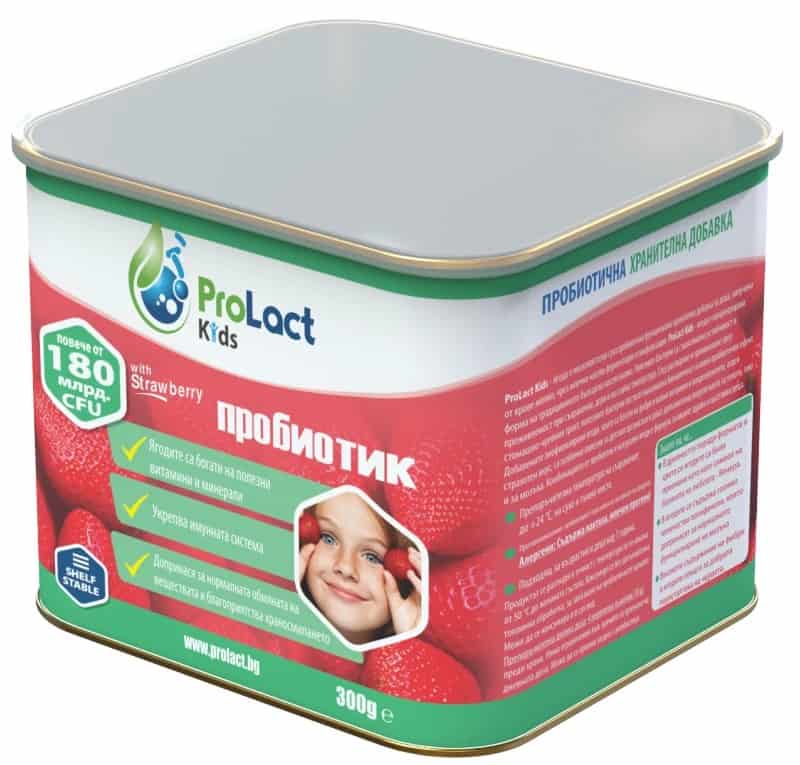 Пробиотик Prolact KIDS с ягода за деца, 300 г, здравословна добавка.