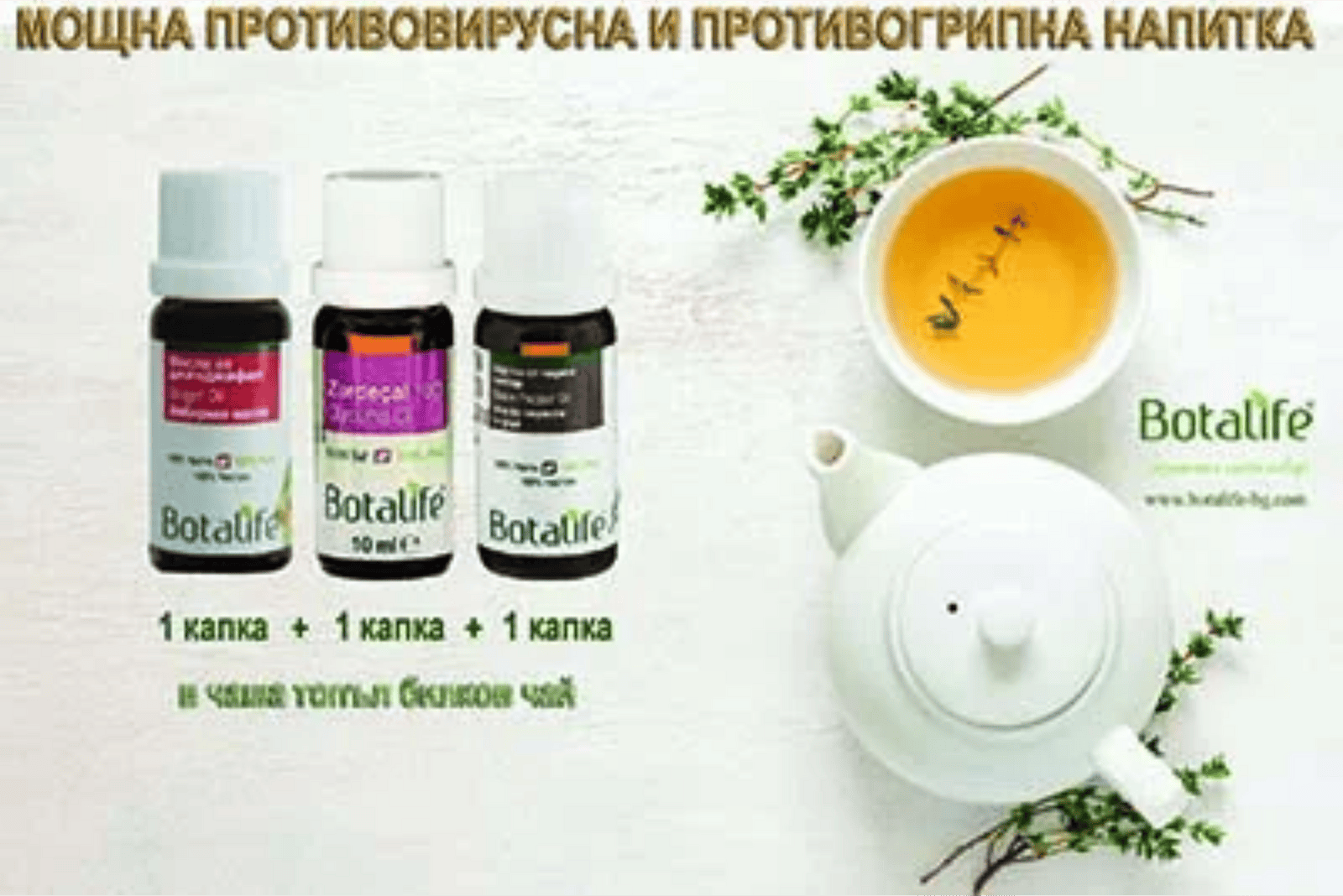 Боталфей против вируси и настинки, етерични масла и чай.