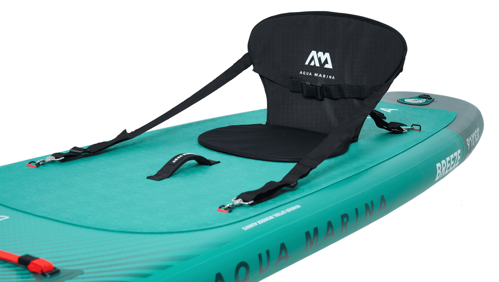 Надуваем SUP Aqua Marina Breeze 9'10" с облегалка и ремъци за сигурност.