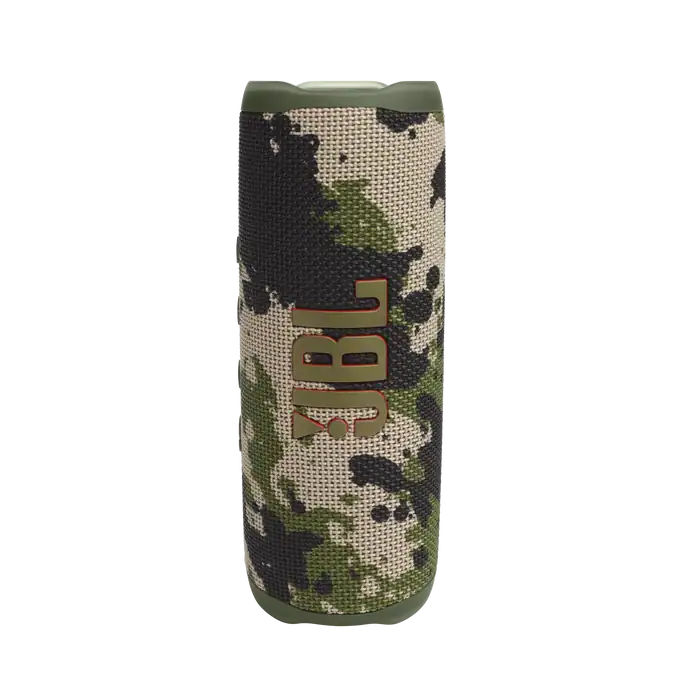 Bluetooth колона JBL Flip 6 Camo с камуфлажен дизайн за мобилна музика.