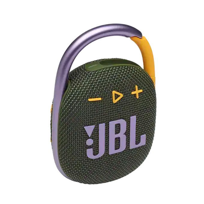 Компактна Bluetooth колона JBL Clip 4 в зелено с контролери.