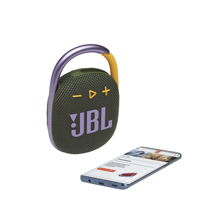 Малка Bluetooth колона JBL Clip 4 Grn с висококачествен звук.