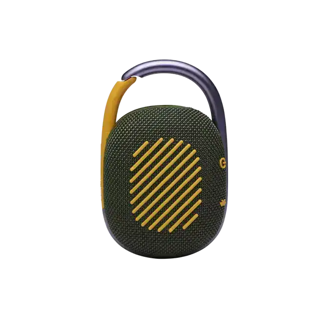 Портативна Bluetooth колона JBL Clip 4 в зелено и сиво.