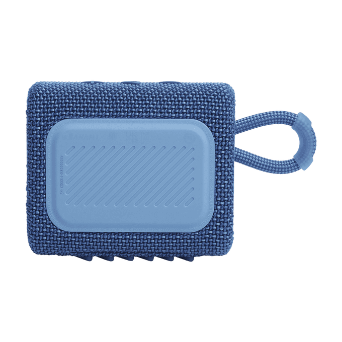 Bluetooth колона JBL Go 3 Eco Blue за мобилна музика и звукови ефекти.