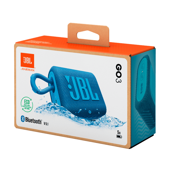 Водоустойчива Bluetooth колона JBL Go 3 Eco Blue за мобилна музика.